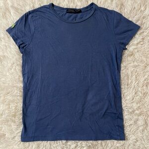 Polo Ralph Lauren Y2K Preppy Equestrian Blue Logo Green Embroidered T-Shirt RL M